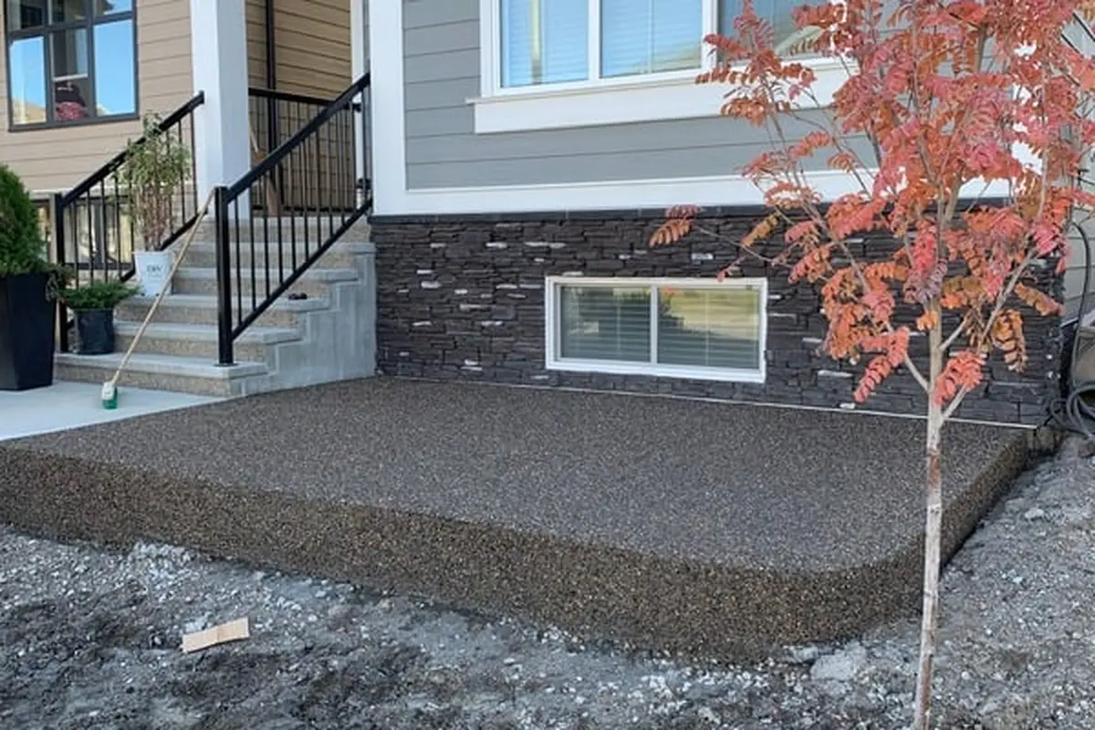 New build concrete front porch and walkway in Calgary