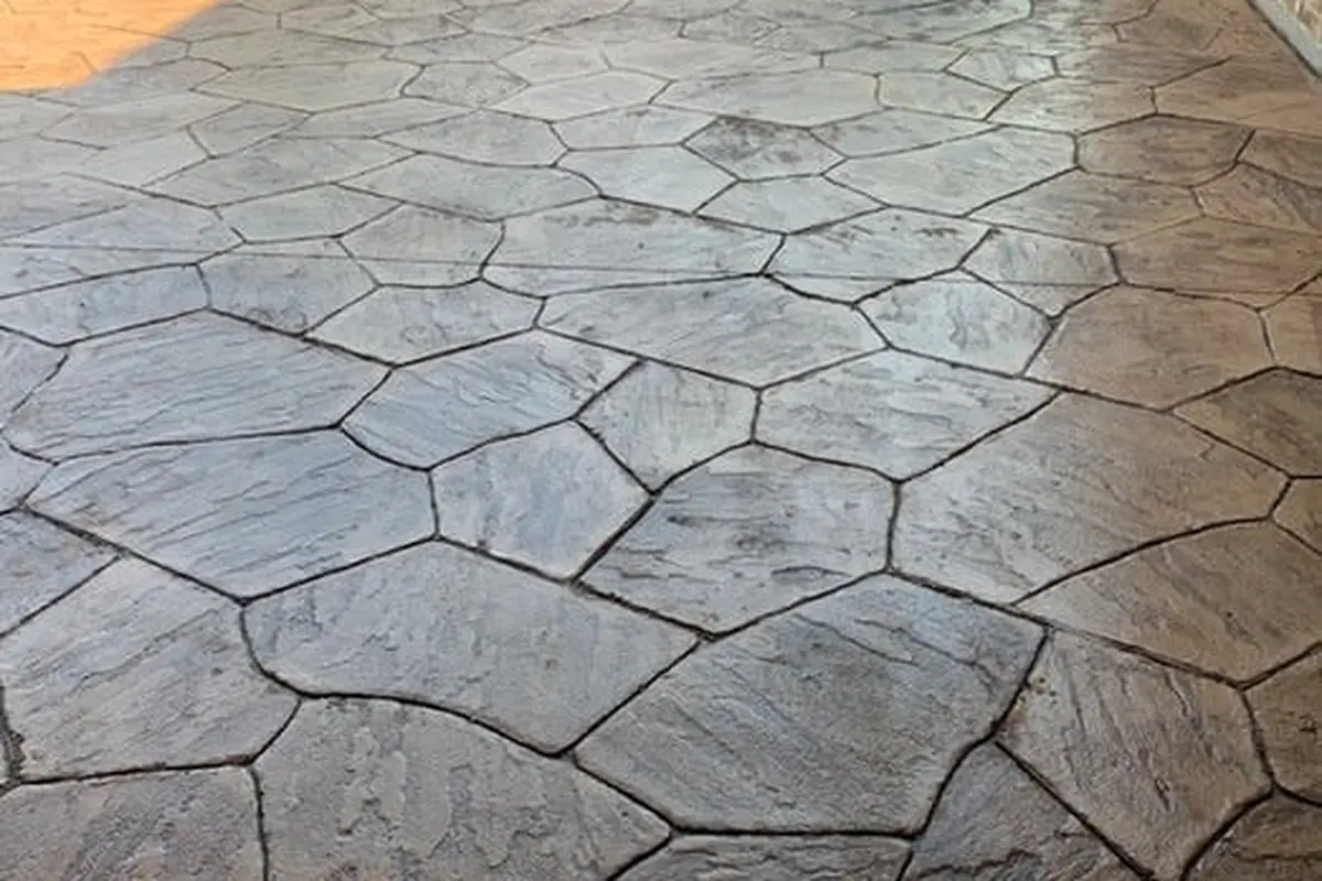 Calgary stamped concrete patio with flagstone pattern