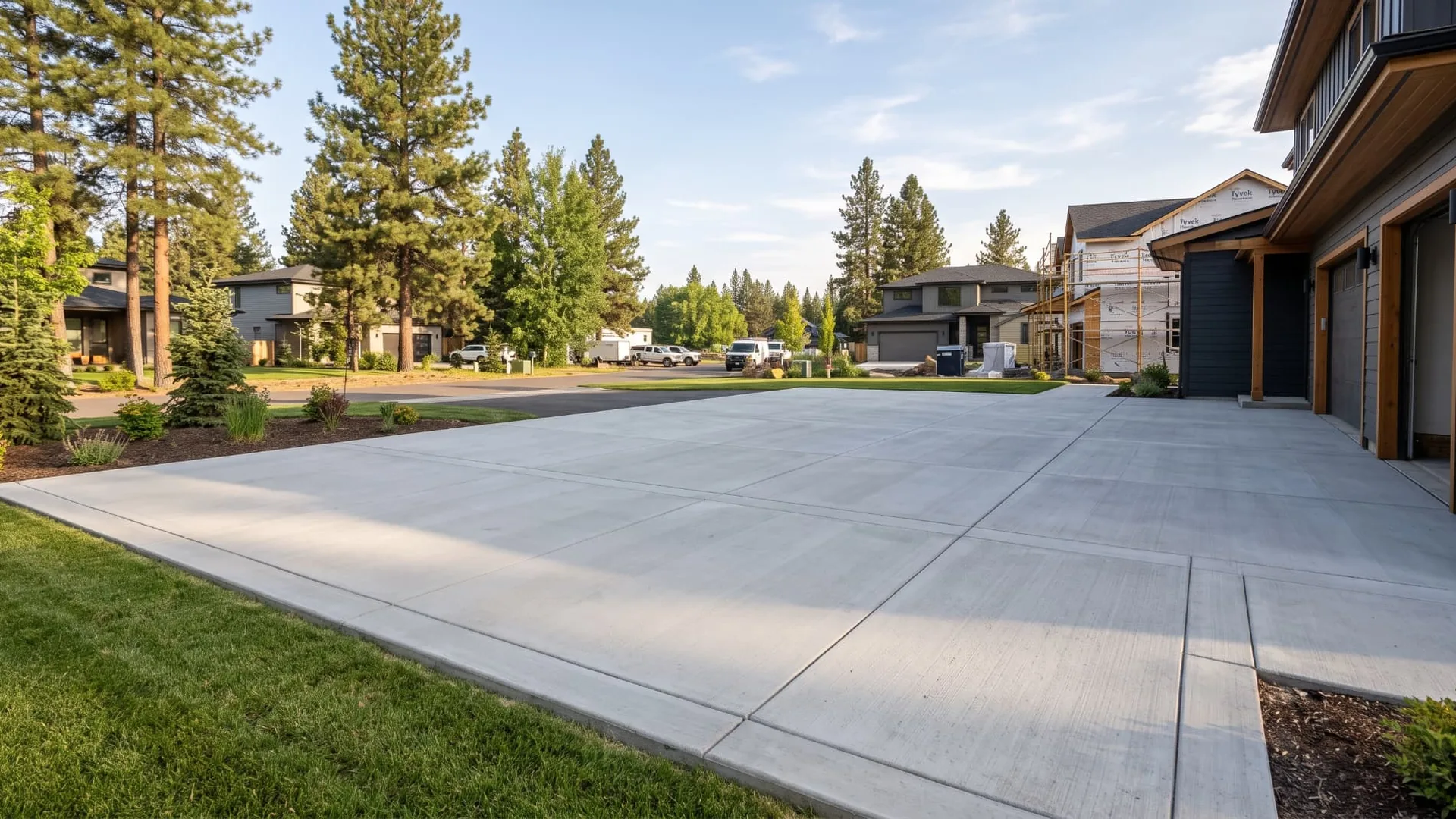 Finished concrete garage pad slab with clean edges in Calgary