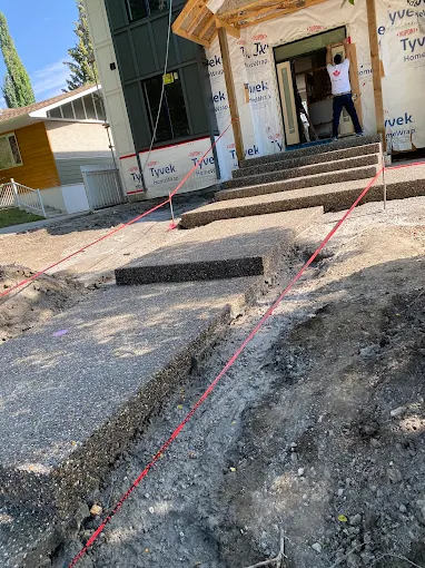Front entry layout + prep in Calgary — AACWORKX Concrete & Landscaping