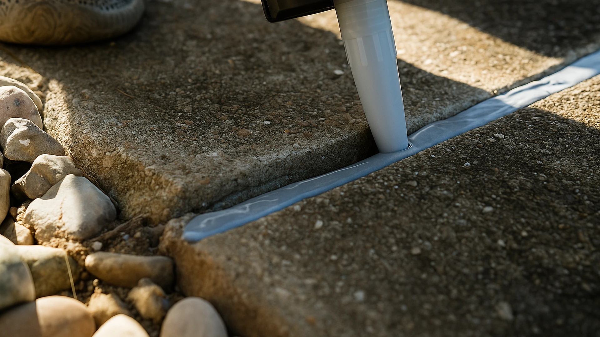 Concrete expansion control joint caulking with backer rod in Calgary